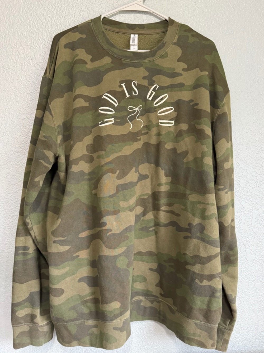 Custom made Camo "God Is Good" Crewneck Sweatshirt - Green/Brown